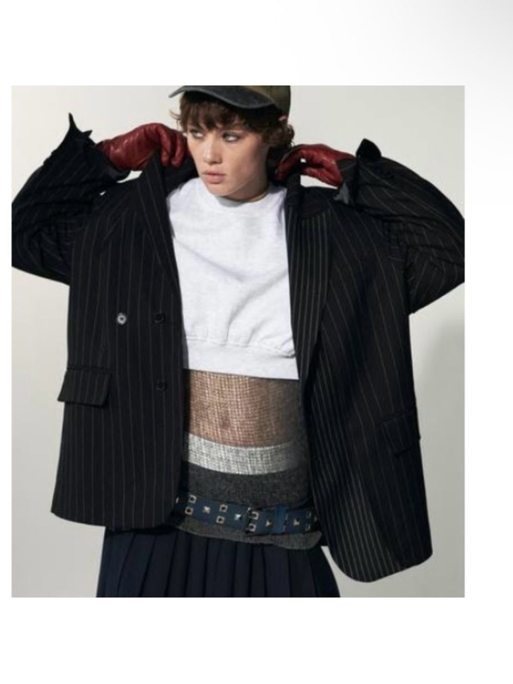 Zara Oversized Pinstripe Blazer Suit Jacket